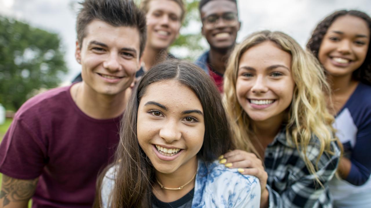 Group of diverse teens